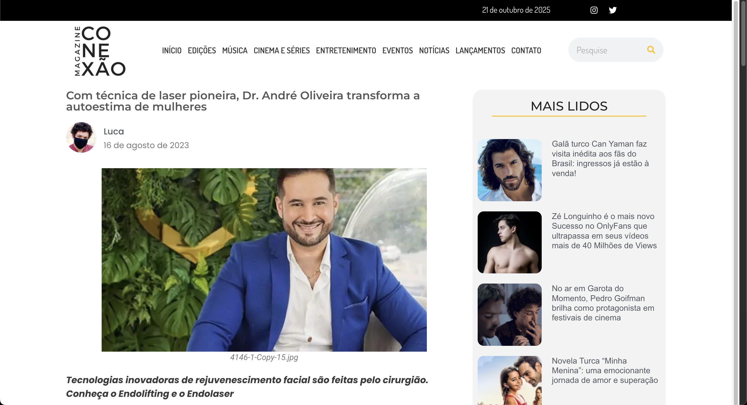 Matéria na imprensa sobre o Dr. André Oliveira